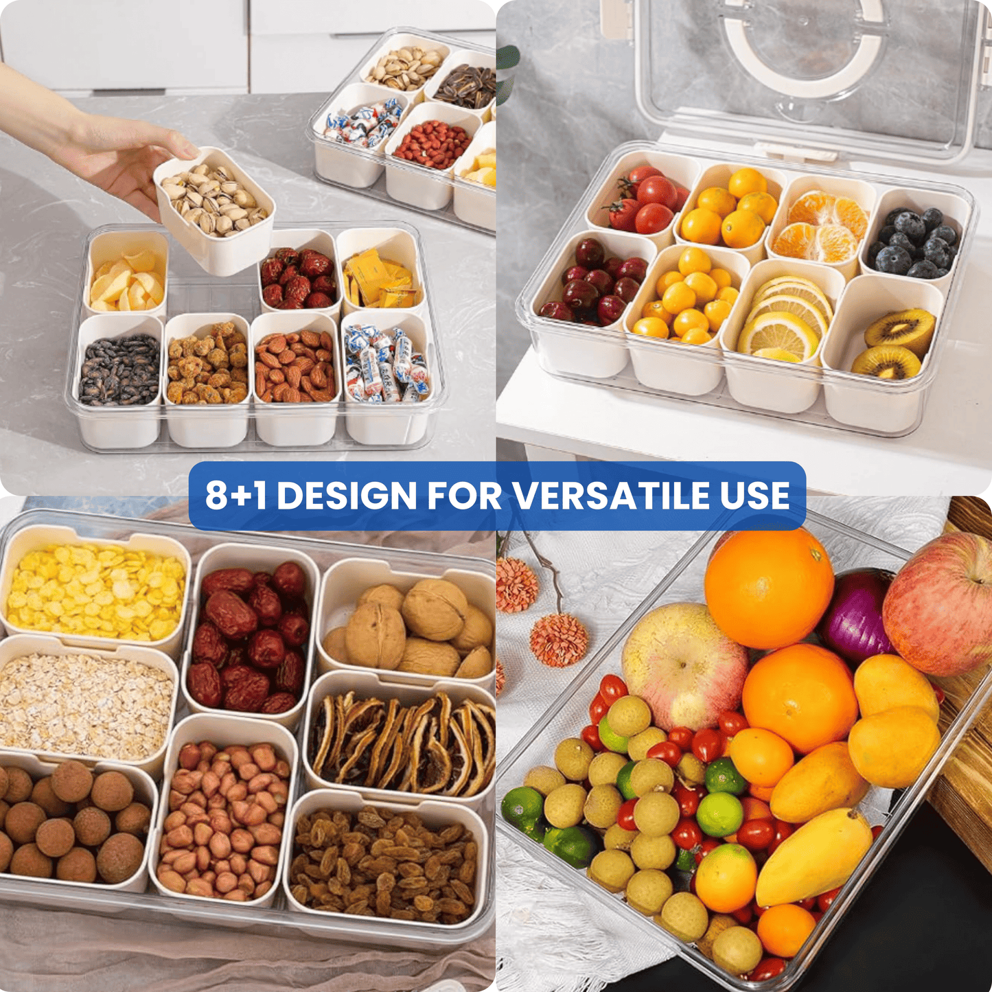 Snackle Box | Divided Serving Tray With Lid and Handle